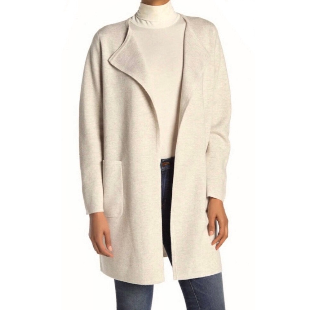 J. Crew Juliette Colorless Longline Sweater Cardigan Linen Blend Size Large